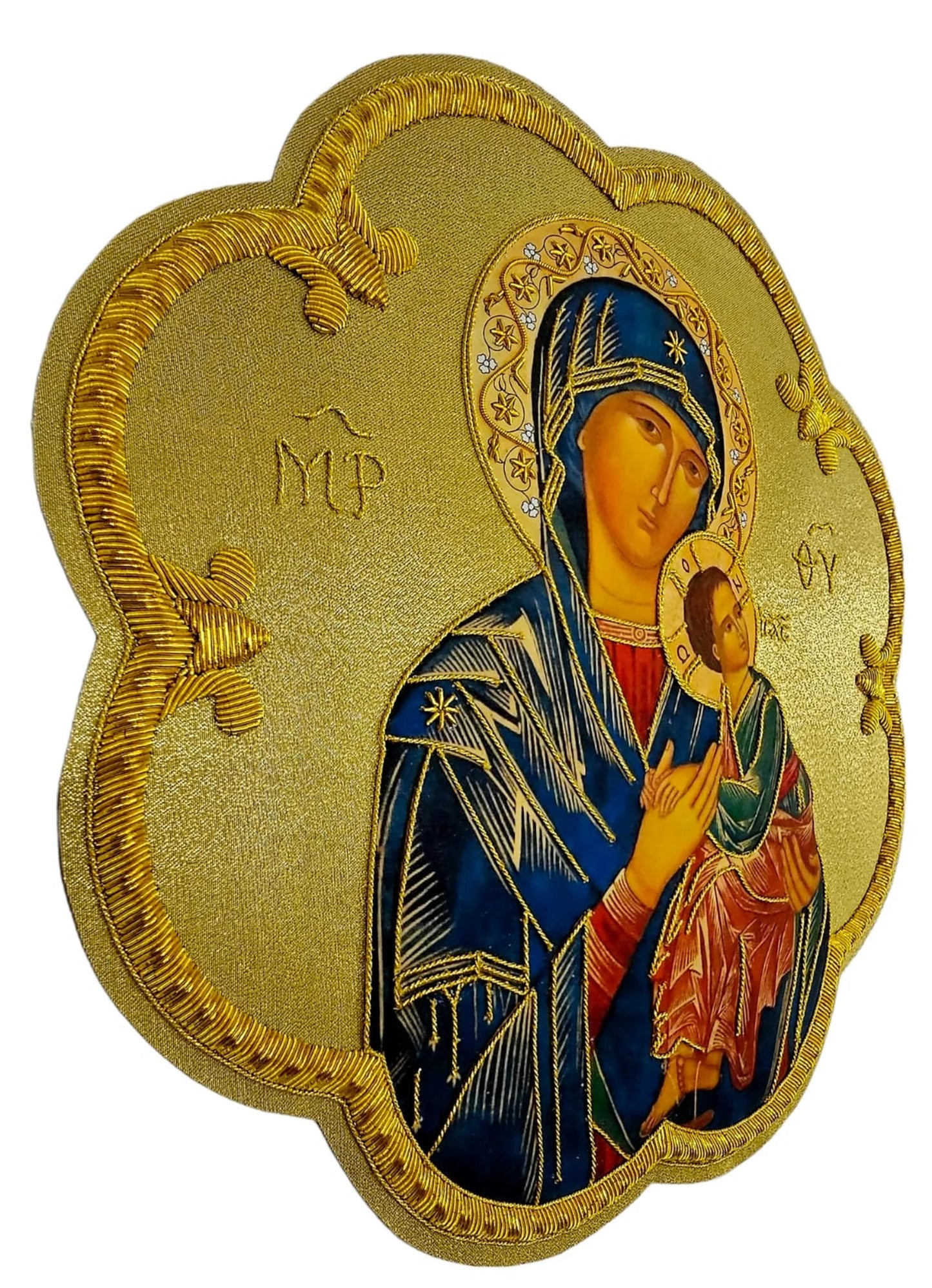 Hand-Embroidered & Hand-Painted Our Lady of Perpetual Help Appliqué