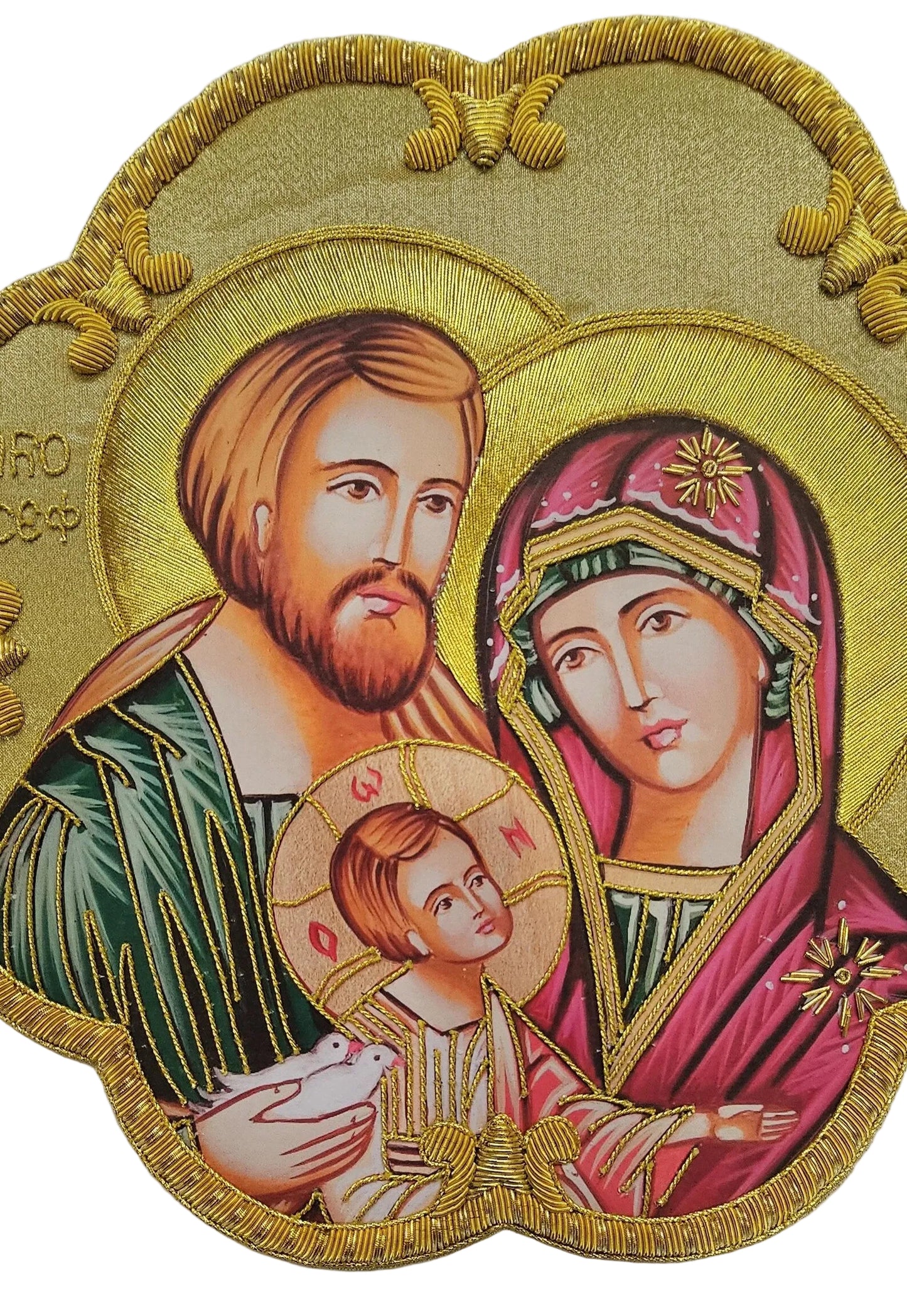 Holy Family appliqué Hand-Embroidered & Printed | Sew-On