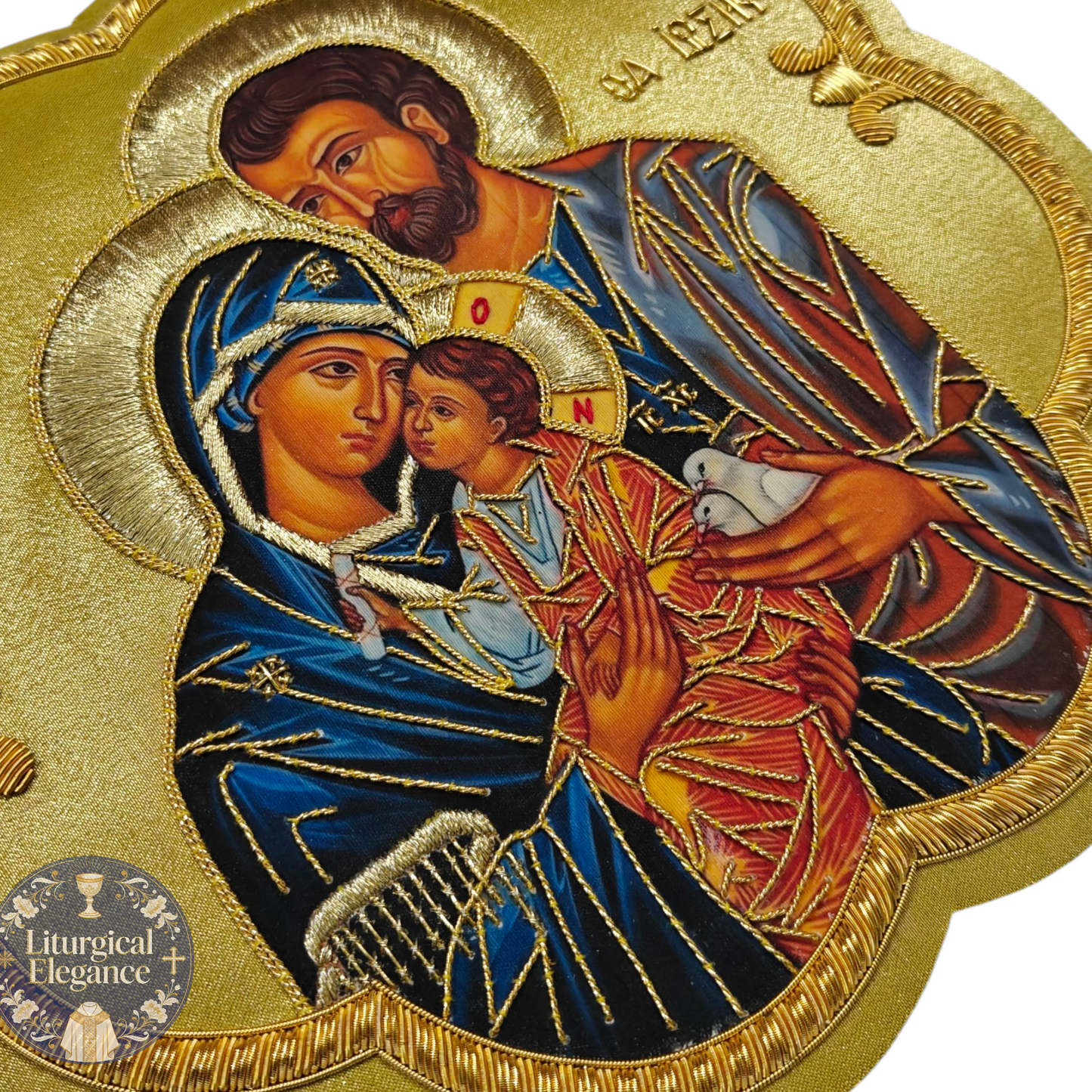 Hand Embroidered Holy Family Applique – Italian Gold Catholic Vestment
