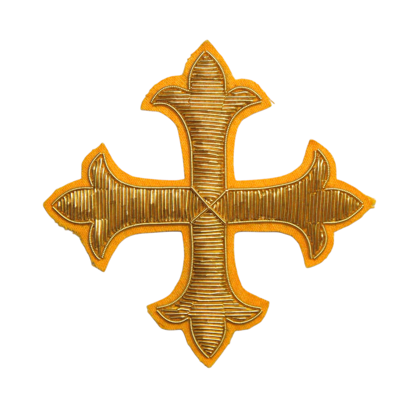 Hand-Embroidered Gold Bullion Cross Appliqué – Liturgical Vestment Patch