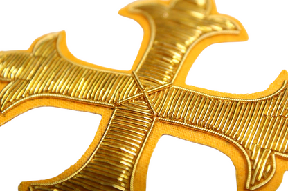 Hand-Embroidered Gold Bullion Cross Appliqué – Liturgical Vestment Patch