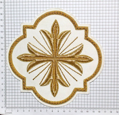 Liturgical Church Emblem – Hand-Embroidered Cross Appliqué