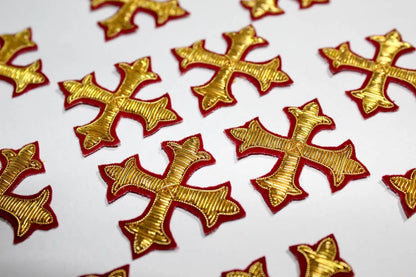 Hand-Embroidered Liturgical Cross Appliqué – Gold Bullion Wire