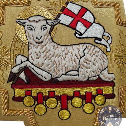 Agnus Dei Holy Lamb – Hand Embroidered Applique For Catholic Vestment Sew On