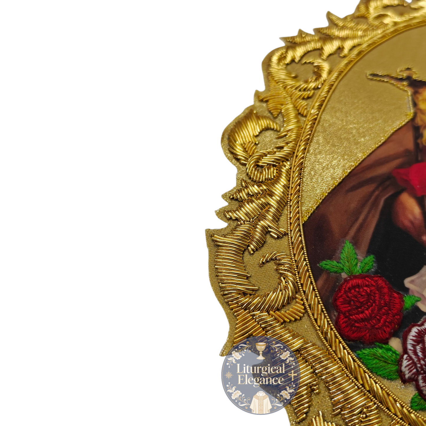 St. Therese of Lisieux Hand Embroidered Applique – Italian Rich Gold Fabric