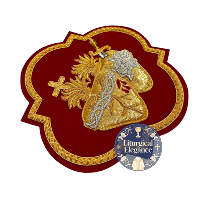 Sacred Heart of Jesus & Immaculate Heart of Mary United – Hand Embroidered Gold