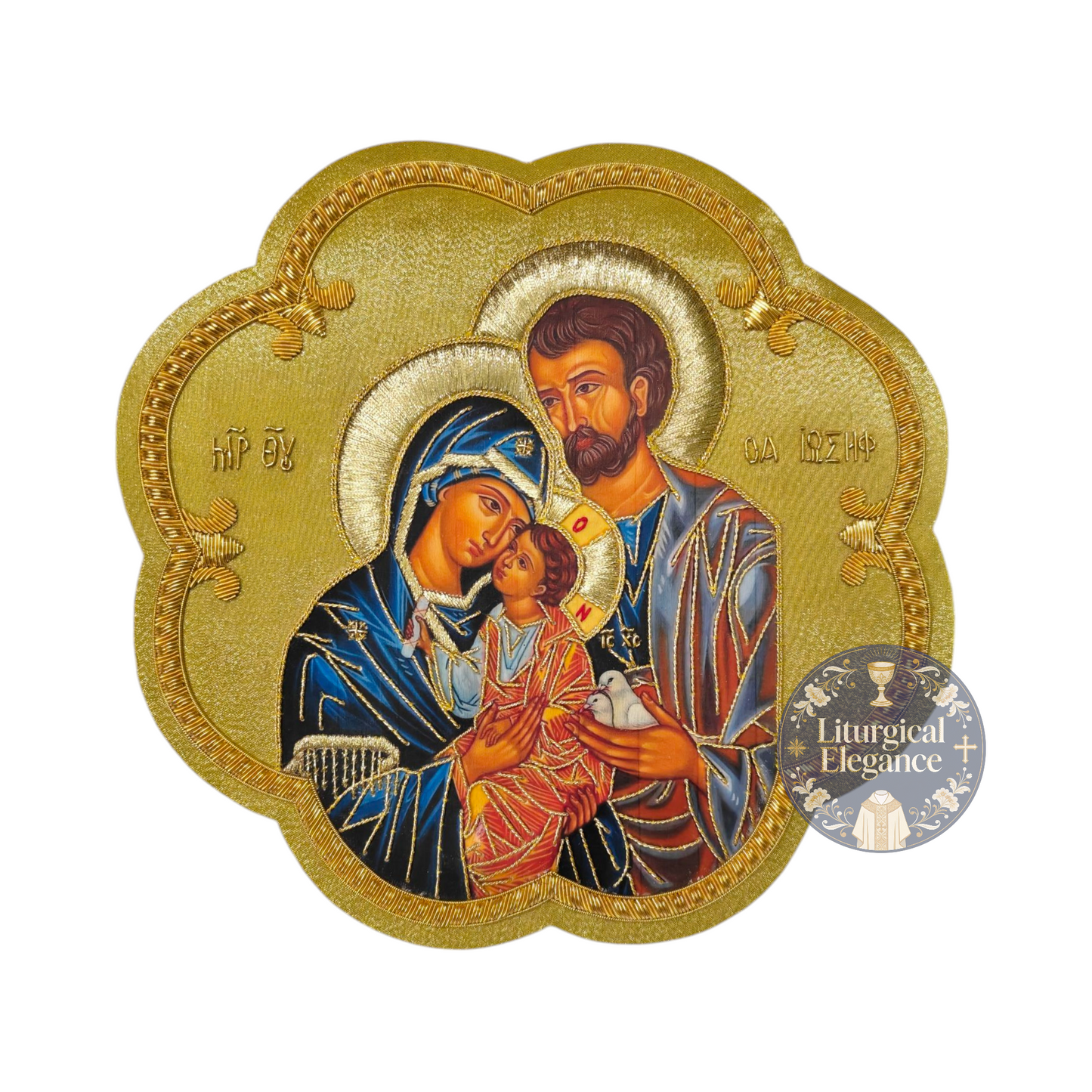 Hand Embroidered Holy Family Applique – Italian Gold Catholic Vestment