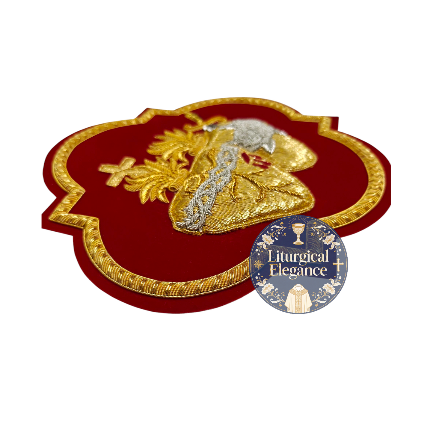 Sacred Heart of Jesus & Immaculate Heart of Mary United – Hand Embroidered Gold