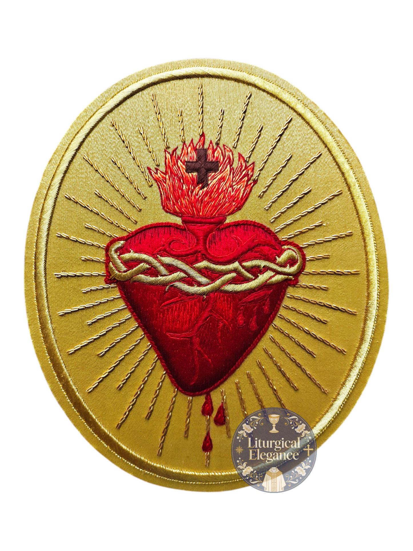 Sacred Heart of Jesus – Hand‑Embroidered Gold Bullion Appliqué