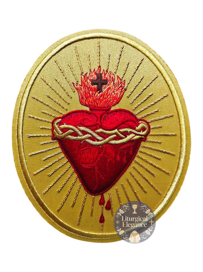 Sacred Heart of Jesus – Hand‑Embroidered Gold Bullion Appliqué