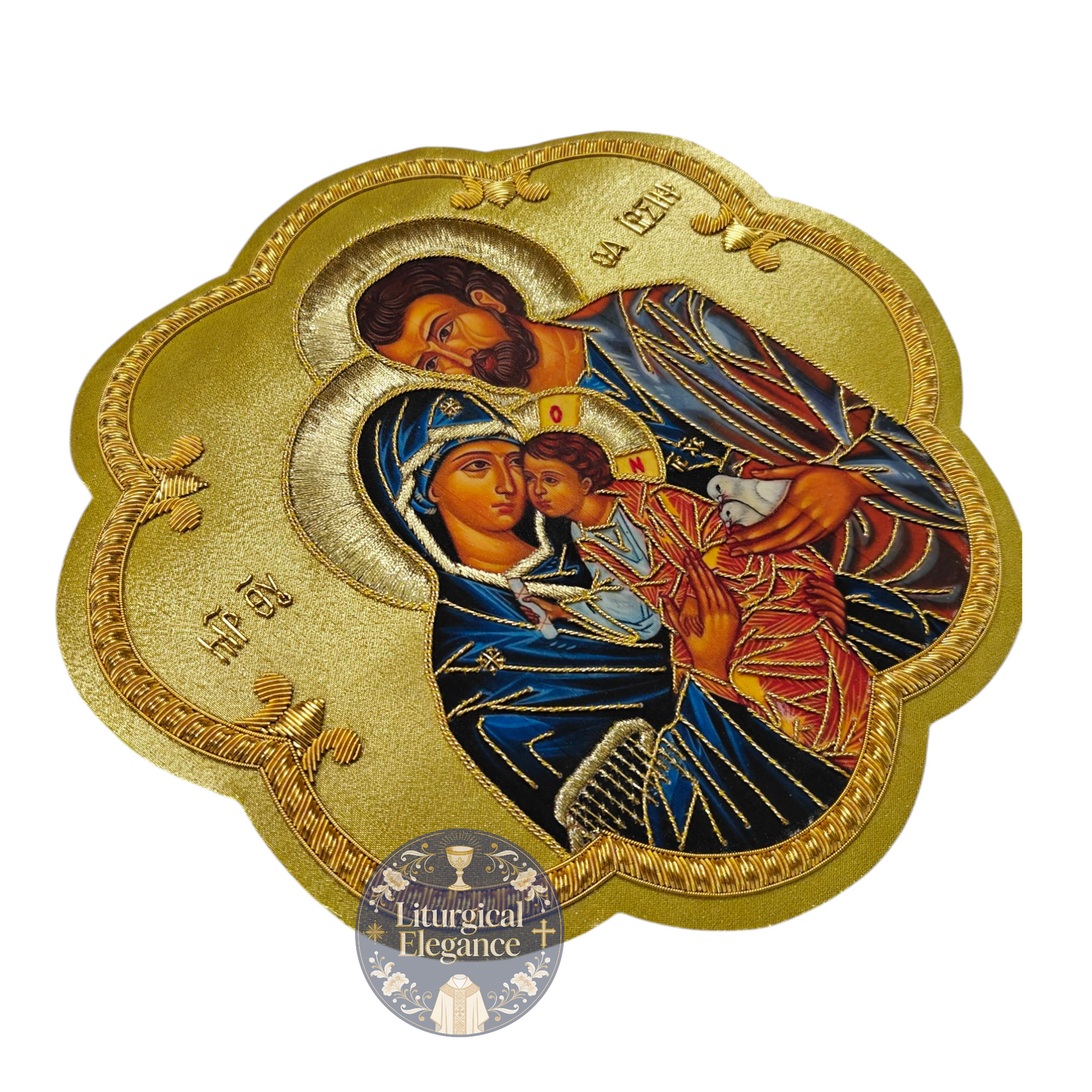 Hand Embroidered Holy Family Applique – Italian Gold Catholic Vestment