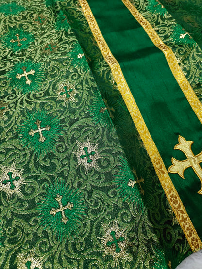 Set of 4 Silk Burse & Chalice Veil Sets – Embroidered Floral & Cross Design