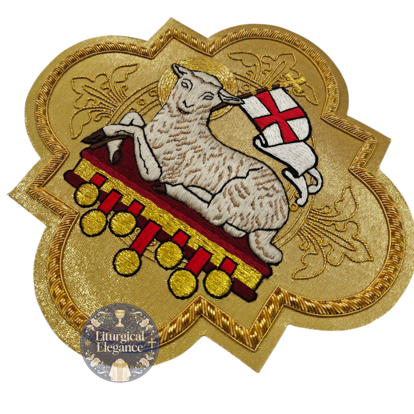 Agnus Dei Holy Lamb – Hand Embroidered Applique For Catholic Vestment Sew On