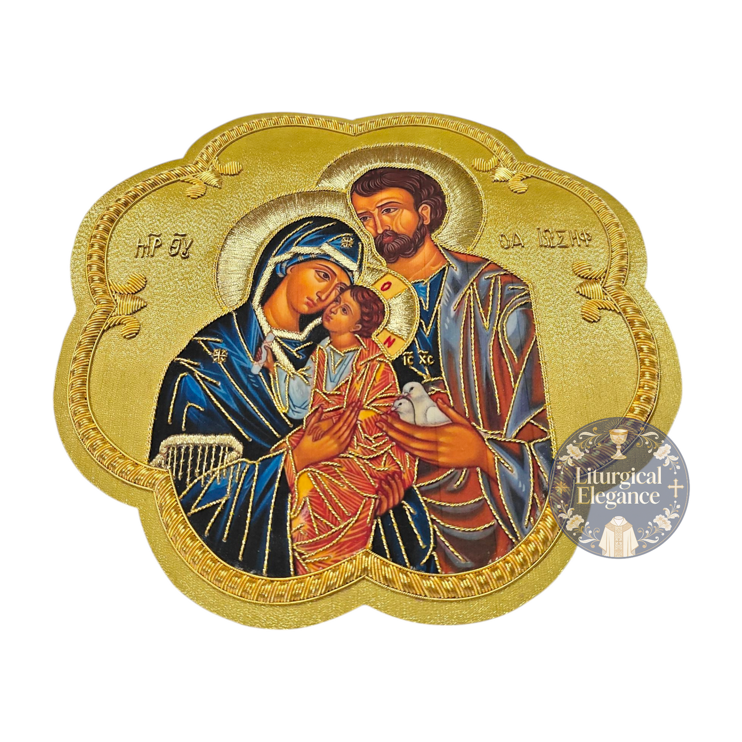 Hand Embroidered Holy Family Applique – Italian Gold Catholic Vestment