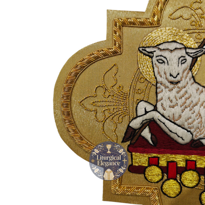 Agnus Dei Holy Lamb – Hand Embroidered Applique For Catholic Vestment Sew On