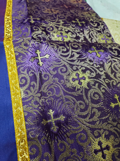 Set of 4 Silk Burse & Chalice Veil Sets – Embroidered Floral & Cross Design