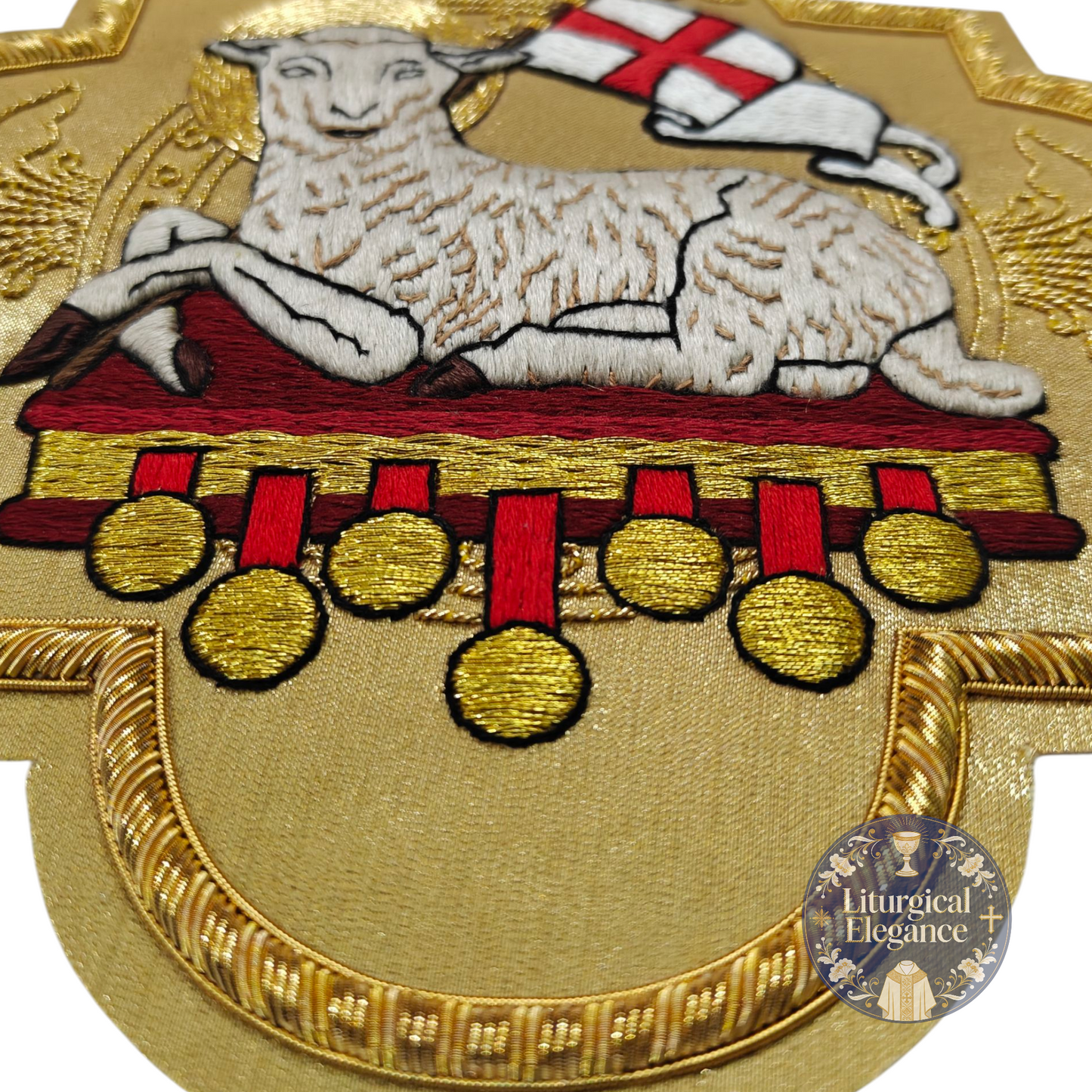 Agnus Dei Holy Lamb – Hand Embroidered Applique For Catholic Vestment Sew On