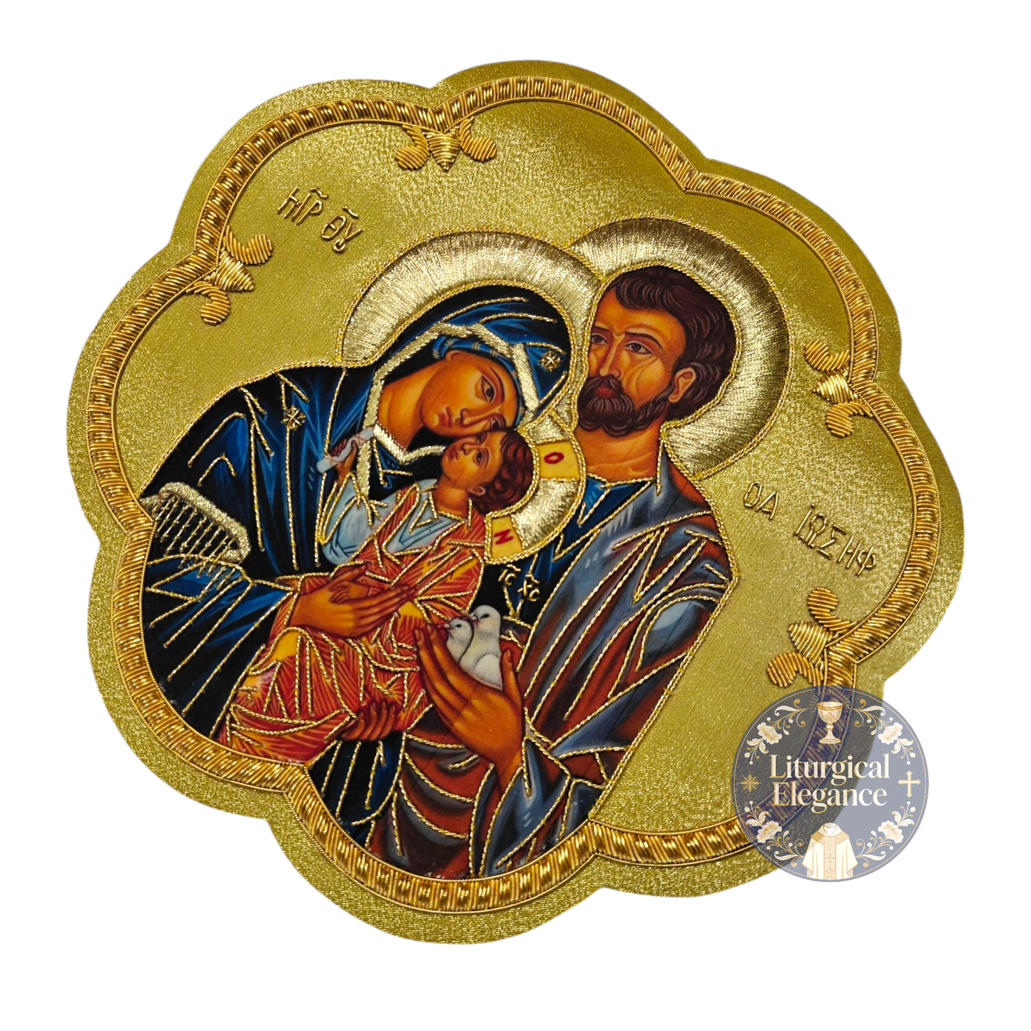 Hand Embroidered Holy Family Applique – Italian Gold Catholic Vestment