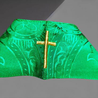 Green Gothic Chasuble with St. Andrew Orphreys | PX & IHS Motifs with Stole