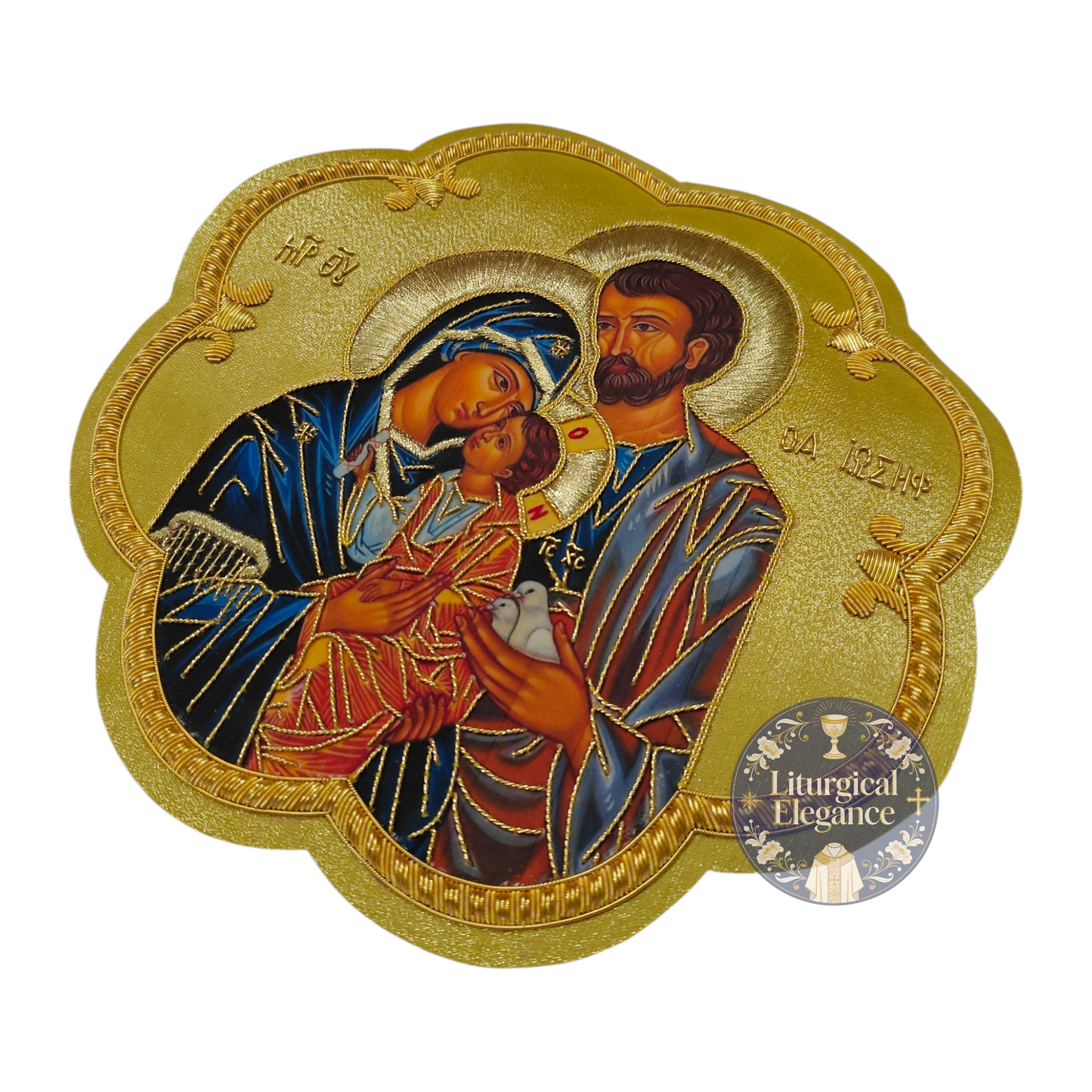 Hand Embroidered Holy Family Applique – Italian Gold Catholic Vestment