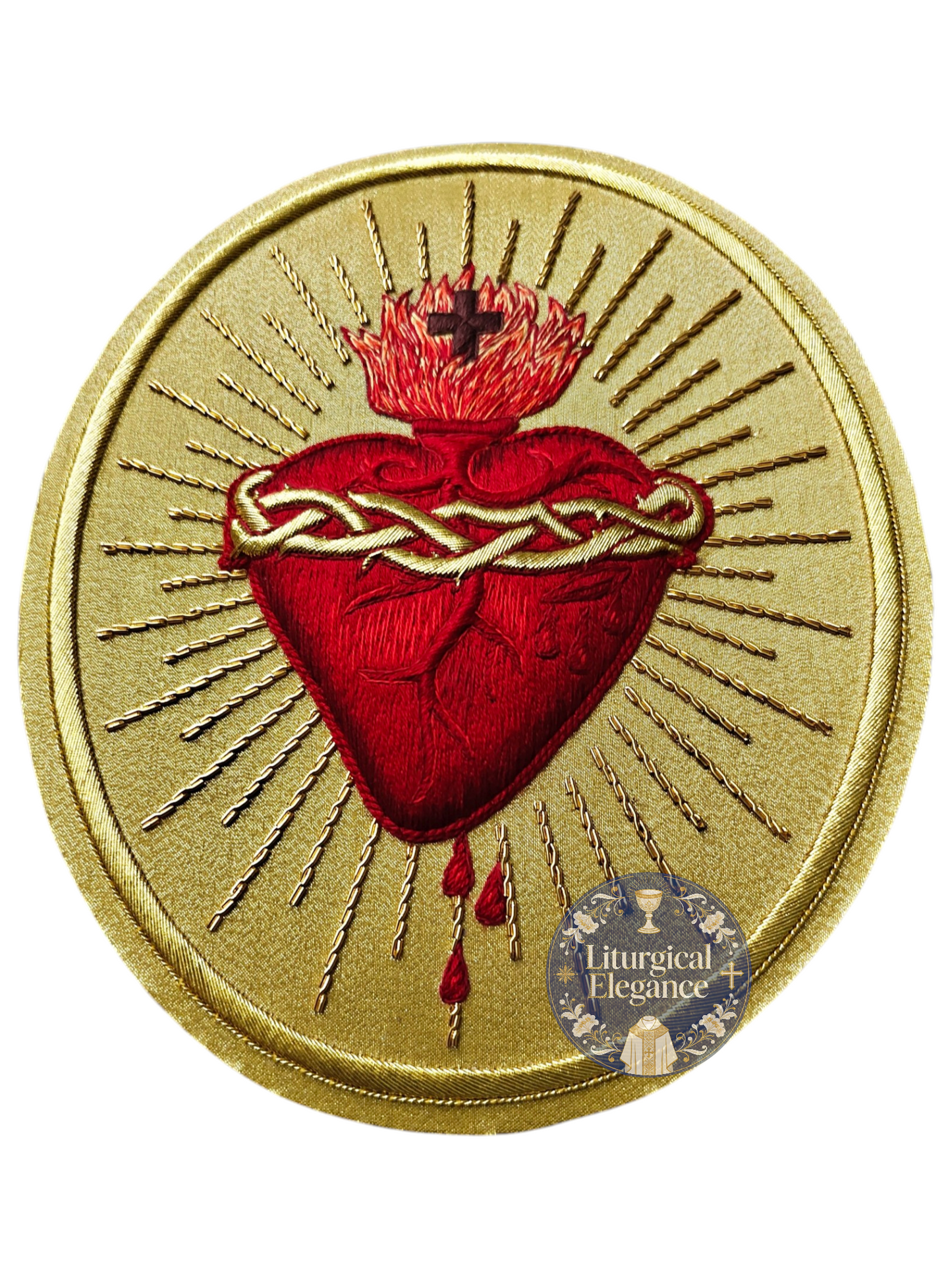 Sacred Heart of Jesus – Hand‑Embroidered Gold Bullion Appliqué