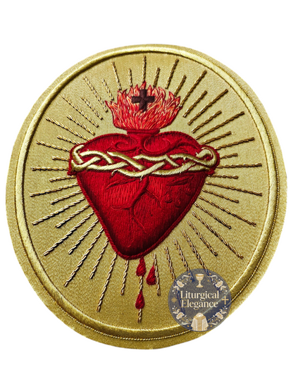 Sacred Heart of Jesus – Hand‑Embroidered Gold Bullion Appliqué