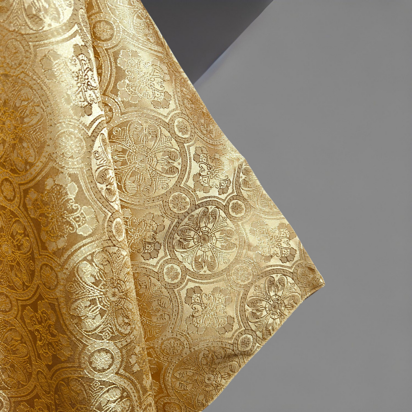 Gold Damask Chasuble with St. Therese Appliqué Catholic Priest Vestment Set