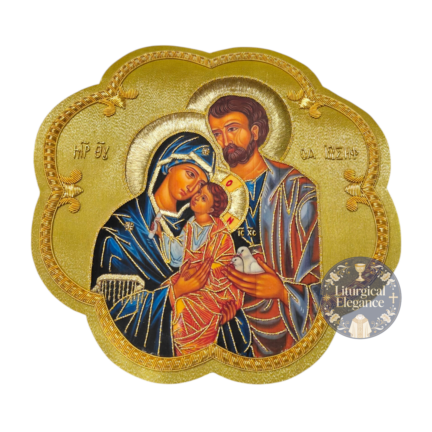 Hand Embroidered Holy Family Applique – Italian Gold Catholic Vestment