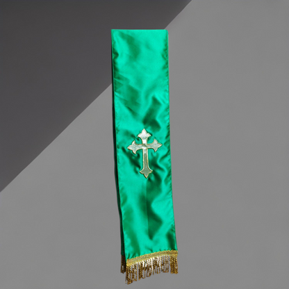 Gothic Chasuble with Embroidered IHS & Floral Orphrey Catholic Priest Vest
